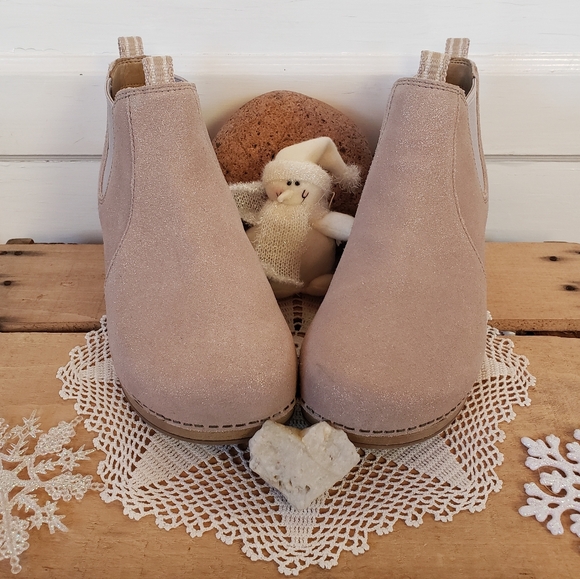 Shimmer Boots Dansko Becka Cream Taupe Glitter Clog Ankle Bootie Boho Chic 38 - Picture 9 of 12